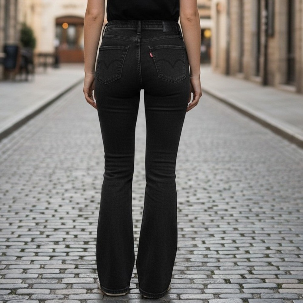 Levis 725 High Rise Bootcut Jeans Women 30x30 fits 27x30  Black Stretch Slimming